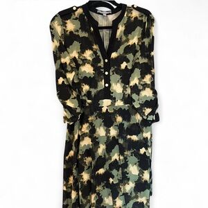 NY Collection Green and Black Long Sleeve Dress